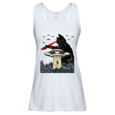 Alien Ufo Abduction Laser Eye Funny Cat Ladies Essential Flowy Tank