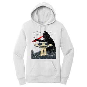 Alien Ufo Abduction Laser Eye Funny Cat Women's Pullover Hoodie