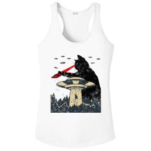 Alien Ufo Abduction Laser Eye Funny Cat Ladies PosiCharge Competitor Racerback Tank