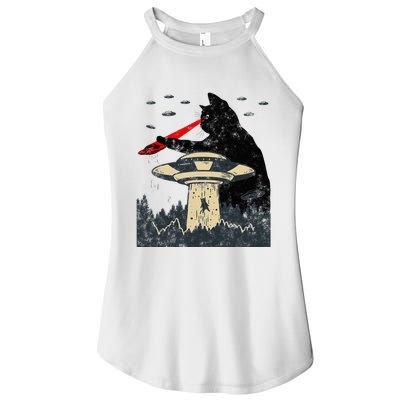 Alien Ufo Abduction Laser Eye Funny Cat Women's Perfect Tri Rocker Tank