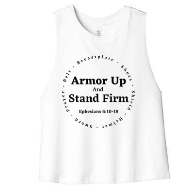 Armor Up Apparel Armor Up Stand Firm Ephesians 61018 Women's Racerback Cropped Tank