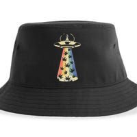 Alien UFO Abduction Weed Cannabis Marijuana Leaf Funny Sustainable Bucket Hat