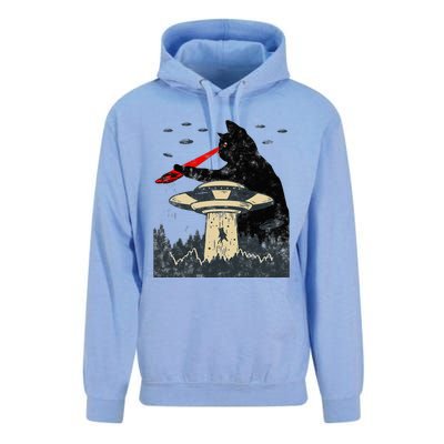 Alien UFO Abduction Laser Eye Funny Cat Unisex Surf Hoodie