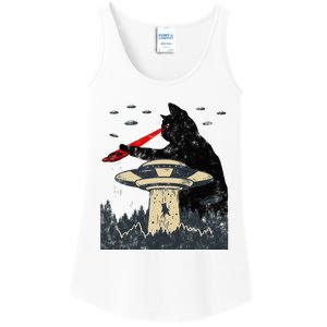 Alien UFO Abduction Laser Eye Funny Cat Ladies Essential Tank