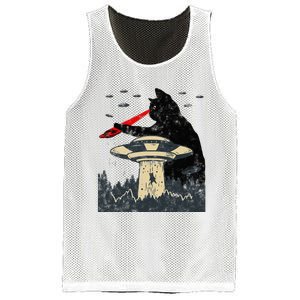 Alien UFO Abduction Laser Eye Funny Cat Mesh Reversible Basketball Jersey Tank