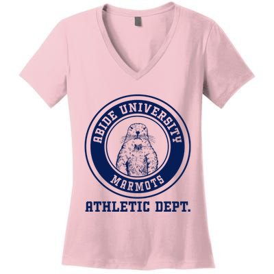 Abide University Athletic Dept. Marmots Women's V-Neck T-Shirt