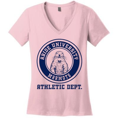 Abide University Athletic Dept. Marmots Women's V-Neck T-Shirt