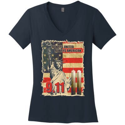 Always United Always American September 11 Memorial Women's V-Neck T-Shirt