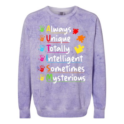 Always Unique Autism Awareness Totally Intelligent Colorblast Crewneck Sweatshirt