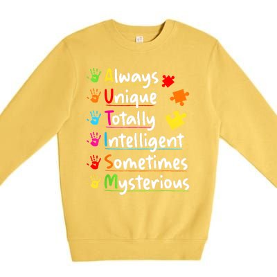 Always Unique Autism Awareness Totally Intelligent Premium Crewneck Sweatshirt