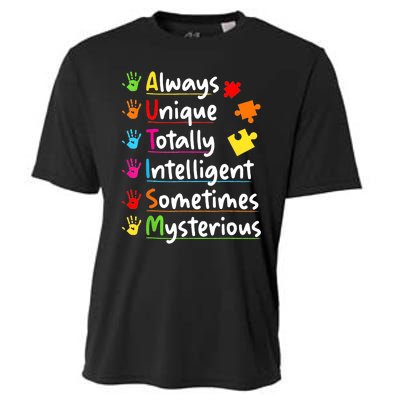 Always Unique Autism Awareness Totally Intelligent Cooling Performance Crew T-Shirt