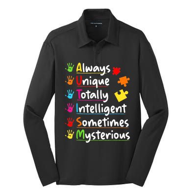 Always Unique Autism Awareness Totally Intelligent Silk Touch Performance Long Sleeve Polo