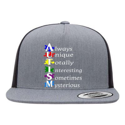 Always Unique Awesome Autism Awareness Supporters Gift Flat Bill Trucker Hat