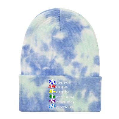 Always Unique Awesome Autism Awareness Supporters Gift Tie Dye 12in Knit Beanie