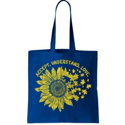 Accept Understand Autistic Support Autism Awareness Cute Gift Tote Bag