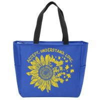 Accept Understand Autistic Support Autism Awareness Cute Gift Zip Tote Bag