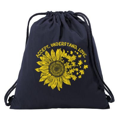 Accept Understand Autistic Support Autism Awareness Cute Gift Drawstring Bag