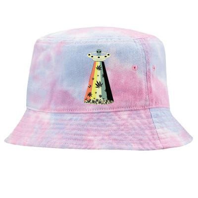 Alien UFO Abduction Weed Cannabis Marijuana Leaf Funny Tie-Dyed Bucket Hat