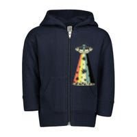 Alien UFO Abduction Weed Cannabis Marijuana Leaf Funny Toddler Zip Fleece Hoodie