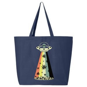 Alien UFO Abduction Weed Cannabis Marijuana Leaf Funny 25L Jumbo Tote