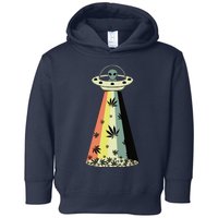 Alien UFO Abduction Weed Cannabis Marijuana Leaf Funny Toddler Hoodie