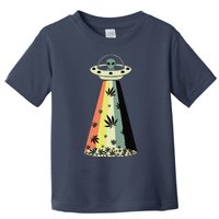 Alien UFO Abduction Weed Cannabis Marijuana Leaf Funny Toddler T-Shirt