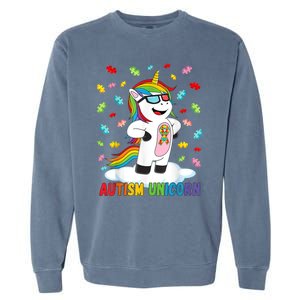 Autism Unicorn Autism Awareness Puzzle Gift Garment-Dyed Sweatshirt