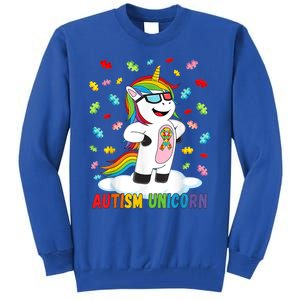 Autism Unicorn Autism Awareness Puzzle Gift Tall Sweatshirt