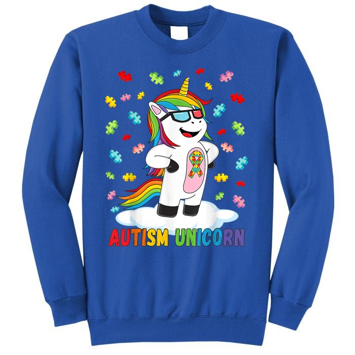 Autism Unicorn Autism Awareness Puzzle Gift Tall Sweatshirt