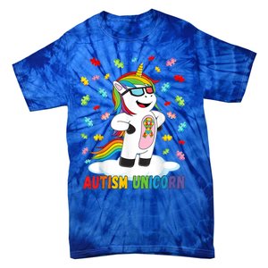 Autism Unicorn Autism Awareness Puzzle Gift Tie-Dye T-Shirt