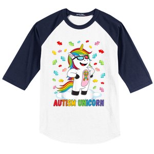 Autism Unicorn Autism Awareness Puzzle Gift Baseball Sleeve Shirt