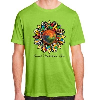 Accept Understand And Love Autism Awareness Sunflower Adult ChromaSoft Performance T-Shirt