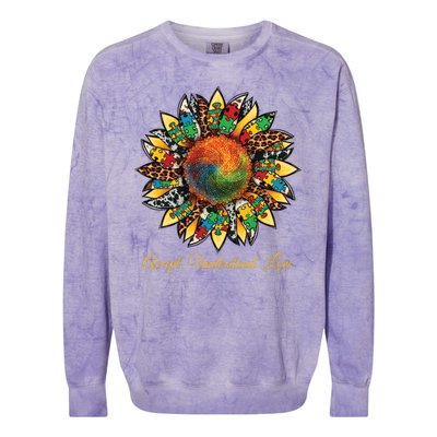 Accept Understand And Love Autism Awareness Sunflower Colorblast Crewneck Sweatshirt