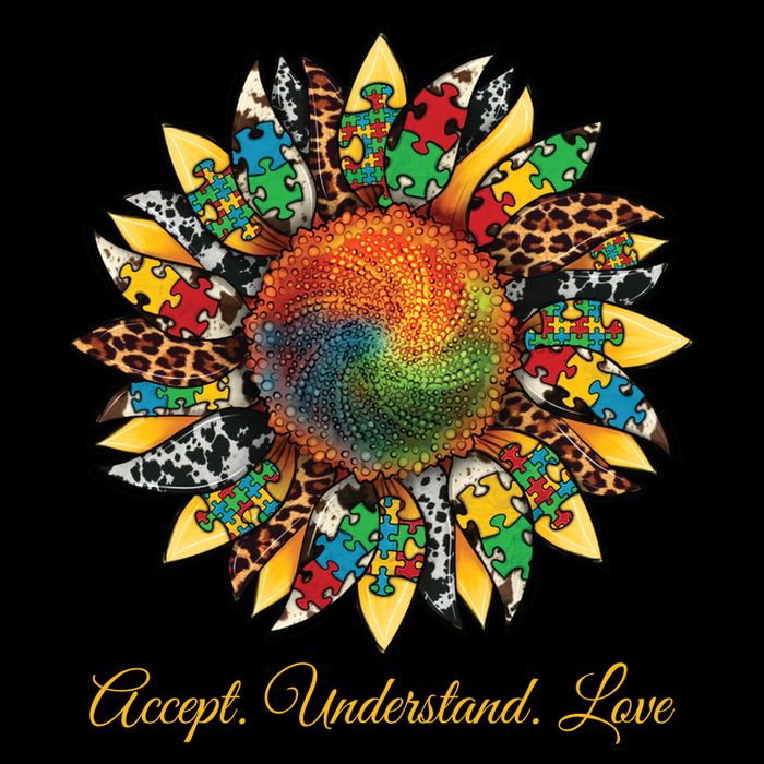 Accept Understand And Love Autism Awareness Sunflower Doggie Tank