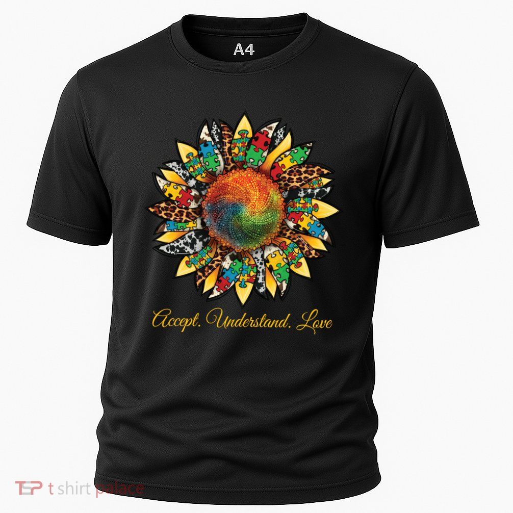 Accept Understand And Love Autism Awareness Sunflower Cooling Performance Crew T-Shirt