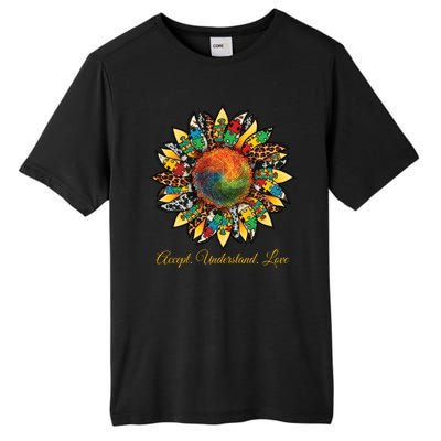 Accept Understand And Love Autism Awareness Sunflower Tall Fusion ChromaSoft Performance T-Shirt