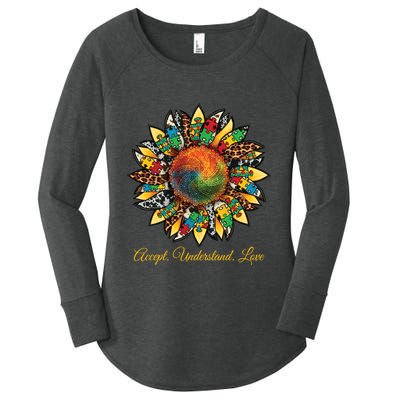 Accept Understand And Love Autism Awareness Sunflower Women's Perfect Tri Tunic Long Sleeve Shirt