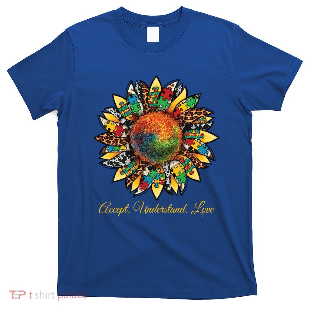 Accept Understand And Love Autism Awareness Sunflower T-Shirt