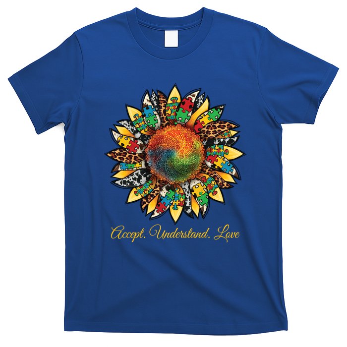 Accept Understand And Love Autism Awareness Sunflower T-Shirt