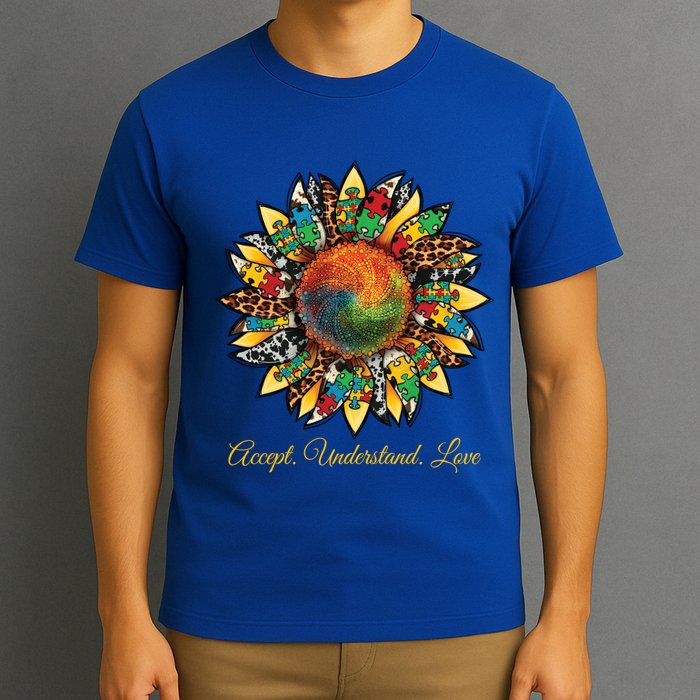 Accept Understand And Love Autism Awareness Sunflower T-Shirt