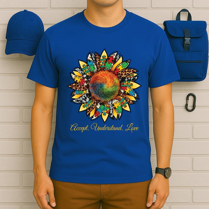 Accept Understand And Love Autism Awareness Sunflower T-Shirt