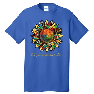 Accept Understand And Love Autism Awareness Sunflower Tall T-Shirt