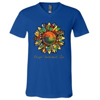 Accept Understand And Love Autism Awareness Sunflower V-Neck T-Shirt