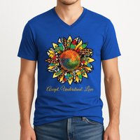 Accept Understand And Love Autism Awareness Sunflower V-Neck T-Shirt