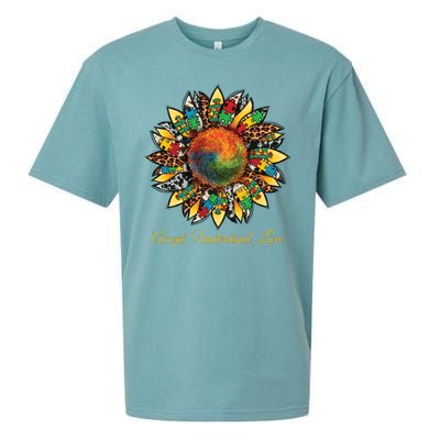 Accept Understand And Love Autism Awareness Sunflower Sueded Cloud Jersey T-Shirt