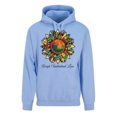 Accept Understand And Love Autism Awareness Sunflower Unisex Surf Hoodie