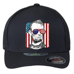 America Usa Abe Lincoln 4th Of July Flexfit Unipanel Trucker Cap