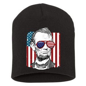 America Usa Abe Lincoln 4th Of July Short Acrylic Beanie