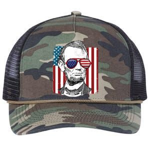 America Usa Abe Lincoln 4th Of July Retro Rope Trucker Hat Cap