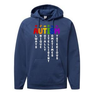 Always Unique Autism Definition Quote Performance Fleece Hoodie